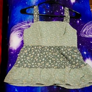 Paper Crane Green Flirty Tank Top- Green/ Mixed colors - XS